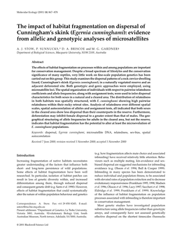 (Egernia Cunninghami): Evidence from Allelic and Genotypic Analyses of Microsatellites