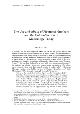 The Use and Abuse of Fibonacci Numbers and the Golden Section in Musicology Today