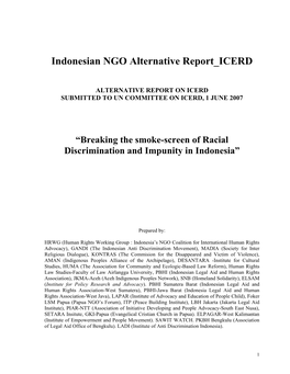 Indonesian NGO Alternative Report ICERD