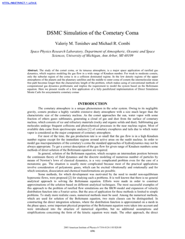 DSMC Simulation of the Cometary Coma