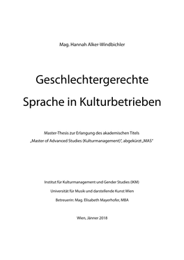 Geschlechtergerechte Sprache in Kulturbetrieben