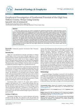 Geophysical Investigation of Geothermal Potential of the Gilgil