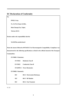 EC Declaration of Conformity