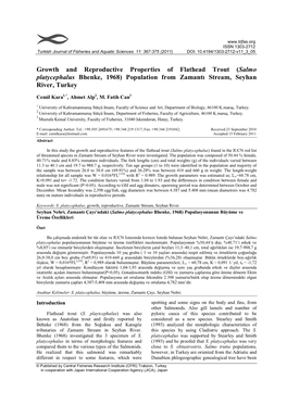 Growth and Reproductive Properties of Flathead Trout (Salmo Platycephalus Bhenke, 1968) Population from Zamantı Stream, Seyhan River, Turkey