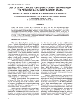 Diet of Cephalopholis Fulva (Perciformes: Serranidae) in the Abrolhos Bank, Northeastern Brazil