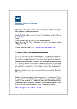 Spectroscopic Characterization of Manganese Minerals