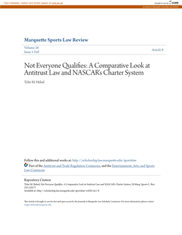 A Comparative Look at Antitrust Law and NASCAR's Charter System, 28 Marq