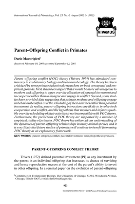 Parent–Offspring Conflict in Primates