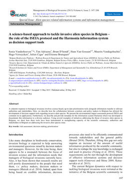 A Science-Based Approach to Tackle Invasive Alien Species in Belgium – the Role of the ISEIA Protocol and the Harmonia Information System As Decision Support Tools