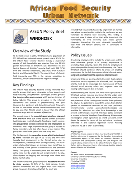 AFSUN Policy Brief WINDHOEK