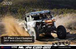 1St Place Class Champion 2019 BITD UTV Pro-Unlimited