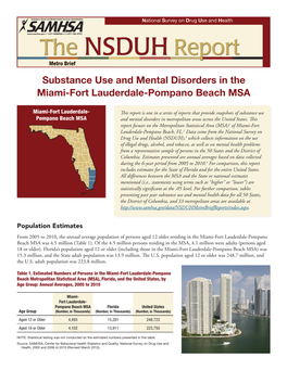 Substance Use and Mental Disorders in the Miami-Fort Lauderdale-Pompano Beach MSA