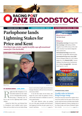Parlophone Lands Lightning Stakes for Price and Kent | 2 | Sunday, July 26, 2020