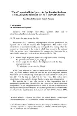 When Pragmatics Helps Syntax: an Eye Tracking Study on Scope Ambiguity Resolution in 4- to 5-Year-Old Children