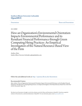 How an Organization's Environmental Orientation Impacts Environmental