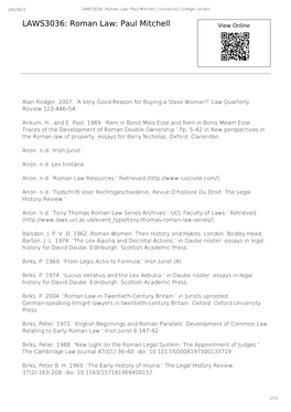 LAWS3036: Roman Law: Paul Mitchell | University College London