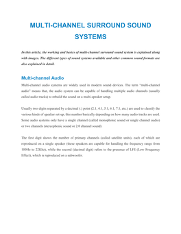 Multi-Channel Surround Sound Systems