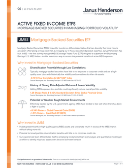 Active Fixed Income Etfs Mortgage-Backed Securities in Managing Portfolio Volatility