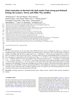 Joint Constraints on Thermal Relic Dark Matter from Strong Gravitational Lensing, the Lyman-훼 Forest, and Milky Way Satellites