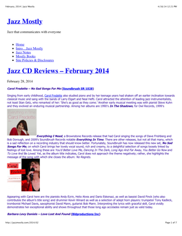 February, 2014 | Jazz Mostly 4/16/14 12:21 PM