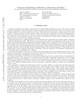 Computer Simulations of Friction, Lubrication and Wear