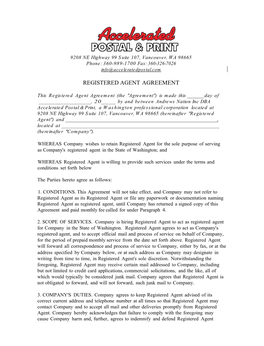 Registered Agent Agreement