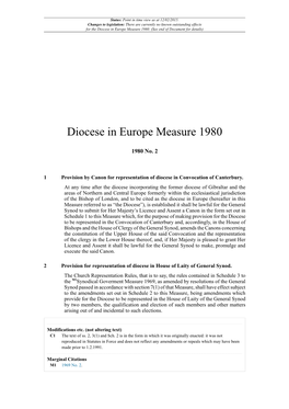 Diocese in Europe Measure 1980