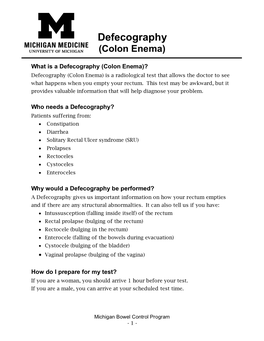 Defecography (Colon Enema)