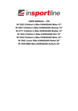 USER MANUAL – EN in 7832 Children's Bike KAWASAKI Moto 12