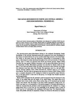 Nelson, S. Jr. 1984. the Pseudoscorpion Genus Microbisium