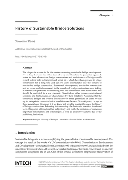 History of Sustainable Bridge Solutions History of Sustainable Bridge Solutions