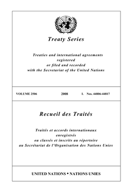 Treaty Series Recueil Des Traités