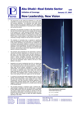 Abu Dhabi—Real Estate Sector New Leadership