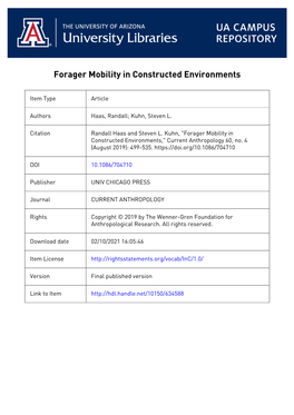 Forager Mobility in Constructed Environments