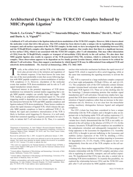 Complex Induced by MHC:Peptide Ligation Architectural Changes in the TCR:CD3