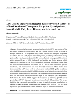 Low-Density Lipoprotein Receptor-Related Protein 6 (LRP6)