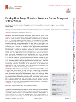 Existing Host Range Mutations Constrain Further Emergence of RNA Viruses