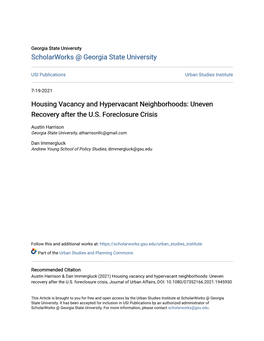 Housing Vacancy and Hypervacant Neighborhoods: Uneven Recovery After the U.S