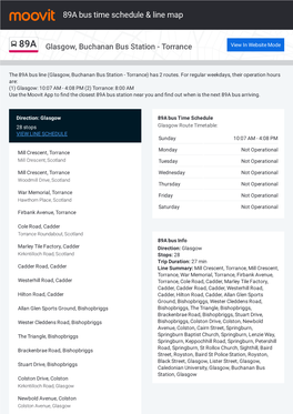 89A Bus Time Schedule & Line Route