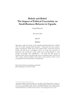 The Impact of Political Uncertainty on Small-Business Behavior in Uganda