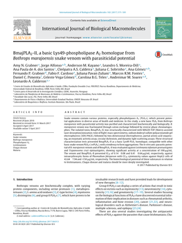 Bmajpla2-II, a Basic Lys49-Phospholipase A2 Homologue from Bothrops Marajoensis Snake Venom with Parasiticidal Potential