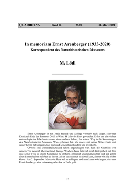 In Memoriam Ernst Arenberger (1933-2020) M. Lödl