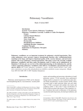 Pulmonary Vasodilators