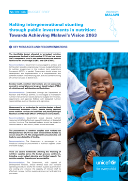 UNICEF Malawi Nutrition Budget Brief 2020-2021.Pdf