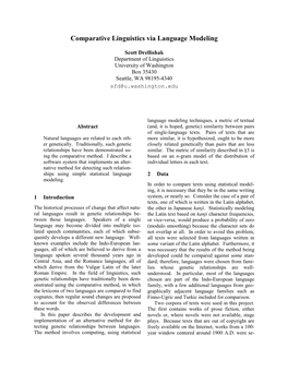 Comparative Linguistics Via Language Modeling