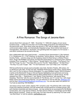 A Fine Romance: the Songs of Jerome Kern