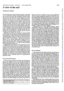 A View of the Turf Br Med J: First Published As 10.1136/Bmj.281.6256.1715 on 20 December 1980