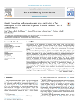 Glacial Chronology and Production Rate Cross-Calibration of Five