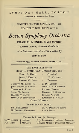 Boston Symphony Orchestra Concert Programs, Season 74, 1954-1955, Subscription