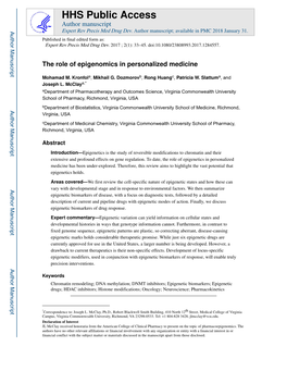 The Role of Epigenomics in Personalized Medicine